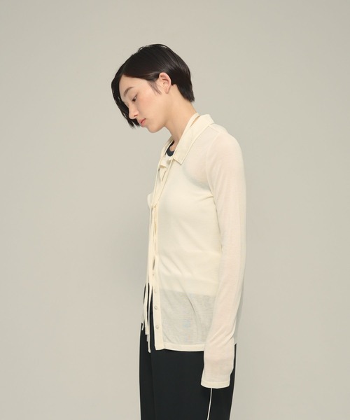 eL（エル）の「【eL】Tie Sheer Shirt/878269（シャツ/ブラウス・レディース・ブラック/ライトブルー・FREE）」の5枚目の写真