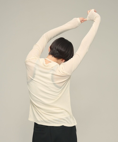 eL（エル）の「【eL】Tie Sheer Shirt/878269（シャツ/ブラウス・レディース・ブラック/ライトブルー・FREE）」の6枚目の写真