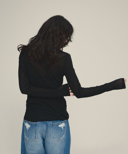 eL（エル）の「【eL】Tie Sheer Shirt/878269（シャツ/ブラウス・レディース・ブラック/ライトブルー・FREE）」の15枚目の写真