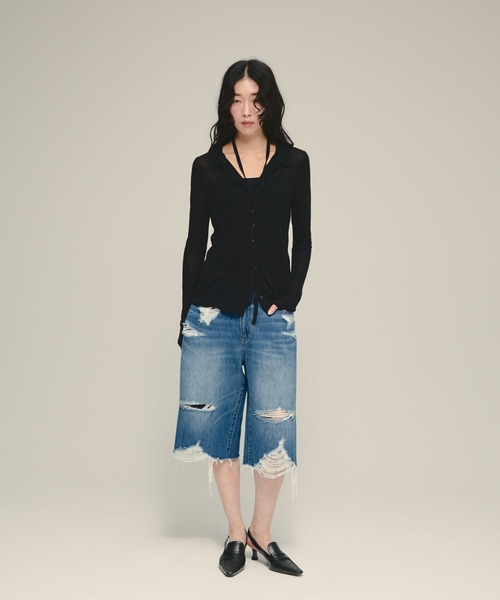 eL（エル）の「【eL】Tie Sheer Shirt/878269（シャツ/ブラウス・レディース・ブラック/ライトブルー・FREE）」の11枚目の写真