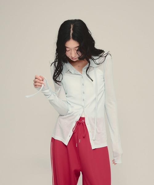 eL（エル）の「【eL】Tie Sheer Shirt/878269（シャツ/ブラウス・レディース・ブラック/ライトブルー・FREE）」の19枚目の写真