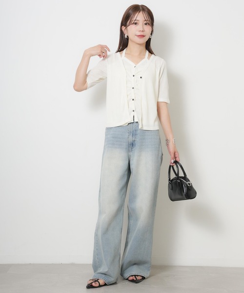 Riberry(リベリー)の「レイヤードライクホルターネックシャーリングトップス(カーディガン/ボレロ・レディース・グレー/ピンク/ブラック/アイボリー・FREE)」の7枚目の写真