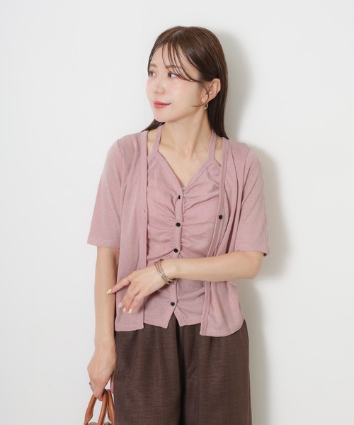 Riberry(リベリー)の「レイヤードライクホルターネックシャーリングトップス(カーディガン/ボレロ・レディース・グレー/ピンク/ブラック/アイボリー・FREE)」の20枚目の写真