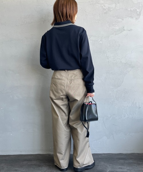 FRED PERRY（フレッドペリー）の「[FRED PERRY/フレッドペリー] ツインティップライン ロングスリーブポロシャツ M3636（ポロシャツ・レディース・ネイビー/キナリ・S/L/M）」の11枚目の写真