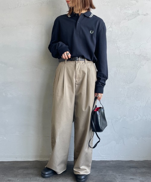 雙條紋裝飾長袖POLO衫 M3636