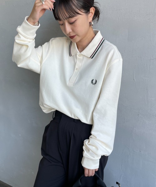 雙條紋裝飾長袖POLO衫 M3636