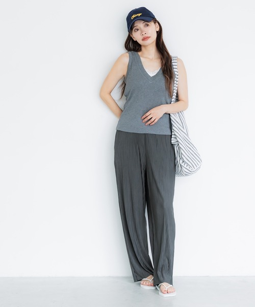 coca（coca）（コカ）の「接触冷感プリーツイージーパンツ（その他パンツ・レディース・ブラック/チャコール・M/L/S）」の3枚目の写真