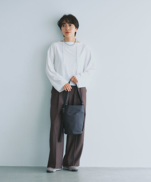 green label relaxing(グリーンレーベルリラクシング)の「<スタイリスト 兵藤千尋さんコラボ・PARTE>2WAY バケットバッグ 撥水(ショルダーバッグ・レディース・ダークブラウン/ブラック/ネイビー・FREE)」の16枚目の写真