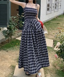 Nia(ニア)/チェックシャーリングティアードキャミワンピース