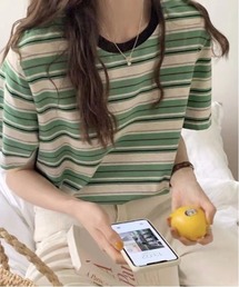 lulufa | 配色クルーネックマルチボーダーカットソー(Tシャツ/カットソー)