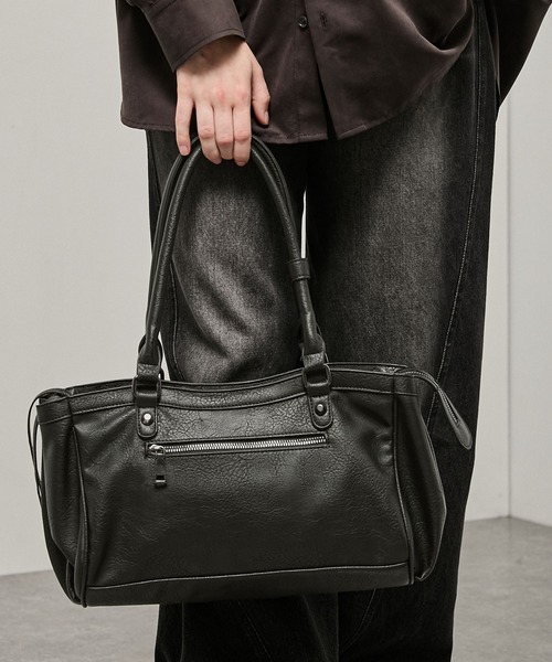 Alfred Alex(アルフレッドアレックス)の「【Alfred Alex】Mini Duffle Boston Bag / ミニダッフルボストンバッグ(ボストンバッグ・メンズ・ブラック/ブラウン・FREE)」の5枚目の写真