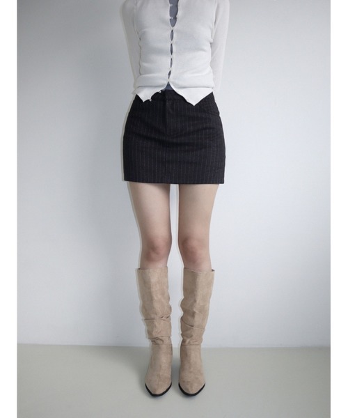 CladdA(クラタ)の「modern stripe skirt, CHARCOAL(スカート・レディース・チャコールグレー・FREE)」の6枚目の写真
