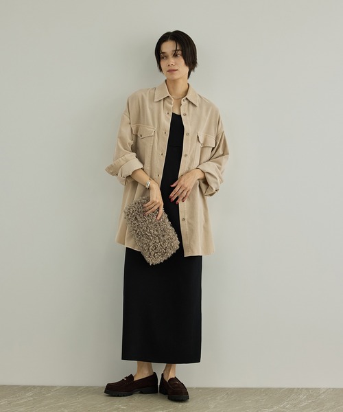SALON adam et rope'(サロン アダム エ ロペ)の「フェードコーデュロイオーバーシャツ / セットアップ対応(シャツ/ブラウス・レディース・チャコールグレー/ベージュ/ピンク系その他2・FREE)」の8枚目の写真