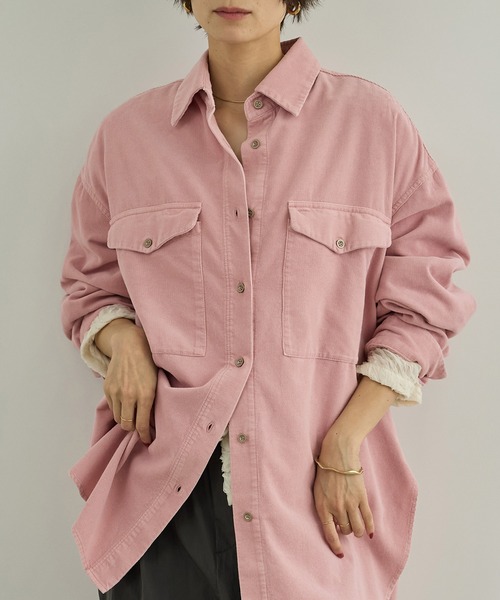 SALON adam et rope'(サロン アダム エ ロペ)の「フェードコーデュロイオーバーシャツ / セットアップ対応(シャツ/ブラウス・レディース・チャコールグレー/ベージュ/ピンク系その他2・FREE)」の18枚目の写真