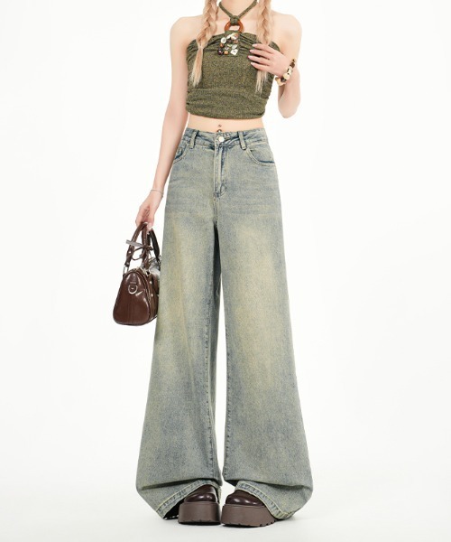 AMAJI(アマジ)の「ワイドデニムパンツ(デニムパンツ・レディース・ライトブルー・SMALL/MEDIUM/LARGE/X-LARGE)」の1枚目の写真