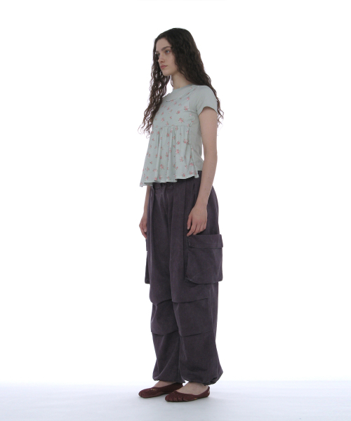 PARTIMENTO WOMEN(パルティメントウィメン)の「オーバーレイペプラムショートスリーブT_ミントフローラル(Tシャツ/カットソー・レディース・その他・SMALL/MEDIUM)」の2枚目の写真