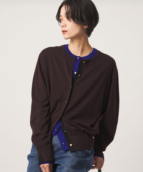 green label relaxing(グリーンレーベルリラクシング)の「エブリニット 2WAY クルーネック カーディガン(カーディガン/ボレロ・レディース・コバルトブルー/ブラック/ダークブラウン/グレー/レッド・FREE)」の3枚目の写真