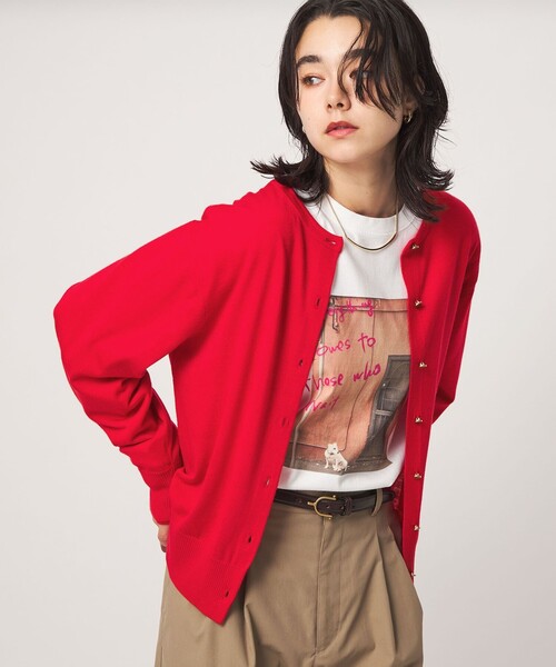 green label relaxing(グリーンレーベルリラクシング)の「エブリニット 2WAY クルーネック カーディガン(カーディガン/ボレロ・レディース・コバルトブルー/ブラック/ダークブラウン/グレー/レッド・FREE)」の5枚目の写真