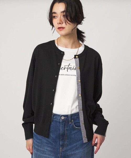 green label relaxing(グリーンレーベルリラクシング)の「エブリニット 2WAY クルーネック カーディガン(カーディガン/ボレロ・レディース・コバルトブルー/ブラック/ダークブラウン/グレー/レッド・FREE)」の1枚目の写真