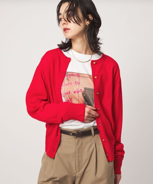 green label relaxing(グリーンレーベルリラクシング)の「エブリニット 2WAY クルーネック カーディガン(カーディガン/ボレロ・レディース・コバルトブルー/ブラック/ダークブラウン/グレー/レッド・FREE)」の9枚目の写真