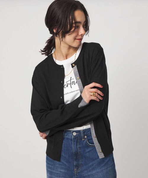 green label relaxing(グリーンレーベルリラクシング)の「エブリニット 2WAY クルーネック カーディガン(カーディガン/ボレロ・レディース・コバルトブルー/ブラック/ダークブラウン/グレー/レッド・FREE)」の12枚目の写真
