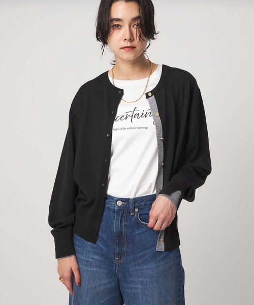 green label relaxing(グリーンレーベルリラクシング)の「エブリニット 2WAY クルーネック カーディガン(カーディガン/ボレロ・レディース・コバルトブルー/ブラック/ダークブラウン/グレー/レッド・FREE)」の13枚目の写真