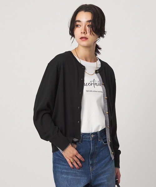 green label relaxing(グリーンレーベルリラクシング)の「エブリニット 2WAY クルーネック カーディガン(カーディガン/ボレロ・レディース・コバルトブルー/ブラック/ダークブラウン/グレー/レッド・FREE)」の14枚目の写真