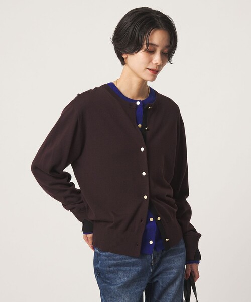green label relaxing(グリーンレーベルリラクシング)の「エブリニット 2WAY クルーネック カーディガン(カーディガン/ボレロ・レディース・コバルトブルー/ブラック/ダークブラウン/グレー/レッド・FREE)」の22枚目の写真