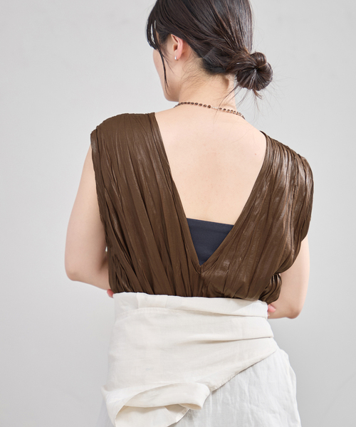 IENA(イエナ)の「5-knot/ファイブノット CRINKLE-FIN SALOPETTE サロペット 5KIE-CRCL-0001(サロペット/オーバーオール・レディース・ブラック/ブラウン・MEDIUM/SMALL)」の12枚目の写真