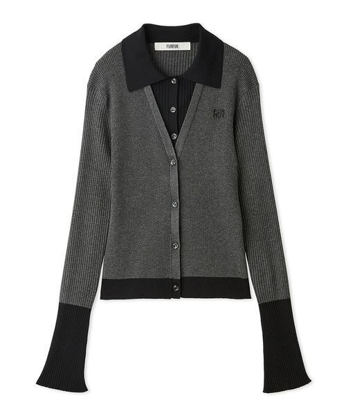 FURFUR(ファーファー)の「【UVカット】レイヤードライクリブカーディガン(カーディガン/ボレロ・レディース・チャコールグレー/ライトブルー/グレー・F)」の1枚目の写真
