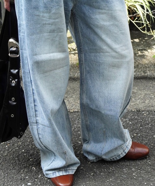 Chikashitsu +(チカシツプラス)の「【Chikashitsu +】barrel leg jeans / 【チカシツプラス】バレルレッグデニムパンツ(デニムパンツ・メンズ・ブルー・S)」の18枚目の写真