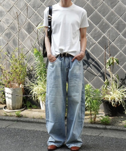 Chikashitsu +(チカシツプラス)の「【Chikashitsu +】barrel leg jeans / 【チカシツプラス】バレルレッグデニムパンツ(デニムパンツ・メンズ・ブルー・S)」の8枚目の写真