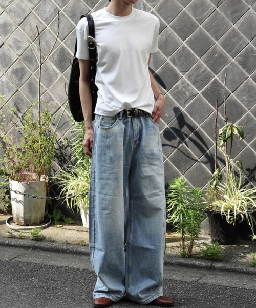 Chikashitsu +(チカシツプラス)の「【Chikashitsu +】barrel leg jeans / 【チカシツプラス】バレルレッグデニムパンツ(デニムパンツ・メンズ・ブルー・S)」の9枚目の写真