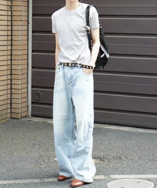Chikashitsu +(チカシツプラス)の「【Chikashitsu +】barrel leg jeans / 【チカシツプラス】バレルレッグデニムパンツ(デニムパンツ・メンズ・ブルー・S)」の6枚目の写真