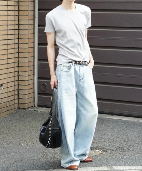 Chikashitsu +(チカシツプラス)の「【Chikashitsu +】barrel leg jeans / 【チカシツプラス】バレルレッグデニムパンツ(デニムパンツ・メンズ・ブルー・S)」の7枚目の写真