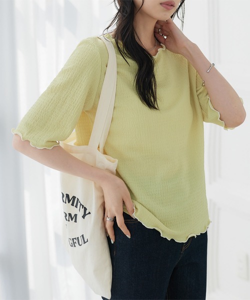 KOBE LETTUCE(コウベレタス)の「膨れジャガードメロウカットソー(Tシャツ/カットソー・レディース・ネイビー/ピンク/オフホワイト/ミント/ブラック・M)」の18枚目の写真