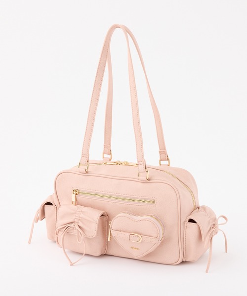 one after another NICE CLAUP(ワンアフターアナザーナイスクラップ)の「ハートポケット付きドロストバッグ(ショルダーバッグ・レディース・アイボリー/ブラウン/ピンク・FREE)」の6枚目の写真