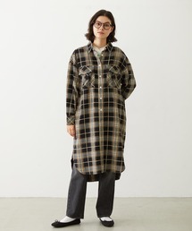 LOGO PLAID SHIRT DRESS