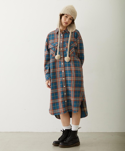 MILKFED.(ミルクフェド)の「LOGO PLAID SHIRT DRESS(ワンピース・レディース・ブルー/ブラウン/ブラック・M/S)」の7枚目の写真