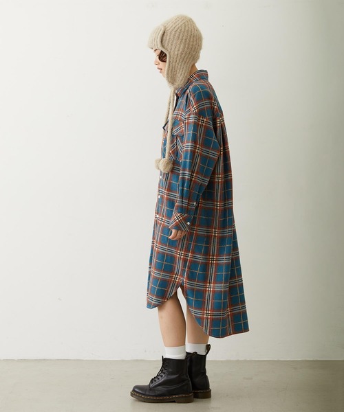 MILKFED.(ミルクフェド)の「LOGO PLAID SHIRT DRESS(ワンピース・レディース・ブルー/ブラウン/ブラック・M/S)」の9枚目の写真