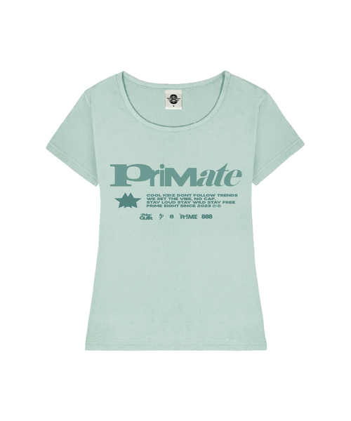 PRIMATE(プライメイト)の「RUSH レディース Uネックスリムフィット半袖Tシャツ 6 COLORS(Tシャツ/カットソー・レディース・ホワイト/ミックスグレー/ネイビー/ブラック/ミント/ネイビー系・SMALL/MEDIUM)」の4枚目の写真