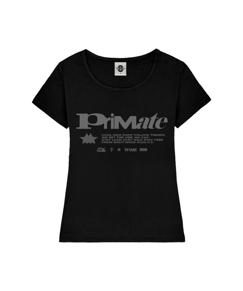 PRIMATE(プライメイト)の「RUSH レディース Uネックスリムフィット半袖Tシャツ 6 COLORS(Tシャツ/カットソー・レディース・ホワイト/ミックスグレー/ネイビー/ブラック/ミント/ネイビー系・SMALL/MEDIUM)」の2枚目の写真