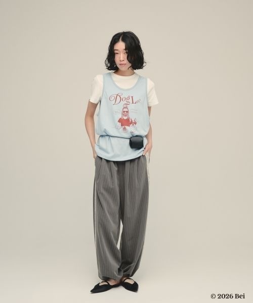 eL(エル)の「【Bei×eL】Sleeve Less TEE/1067042(Tシャツ/カットソー・レディース・ブルー/ホワイト・FREE)」の9枚目の写真