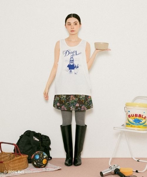 eL(エル)の「【Bei×eL】Sleeve Less TEE/1067042(Tシャツ/カットソー・レディース・ブルー/ホワイト・FREE)」の6枚目の写真