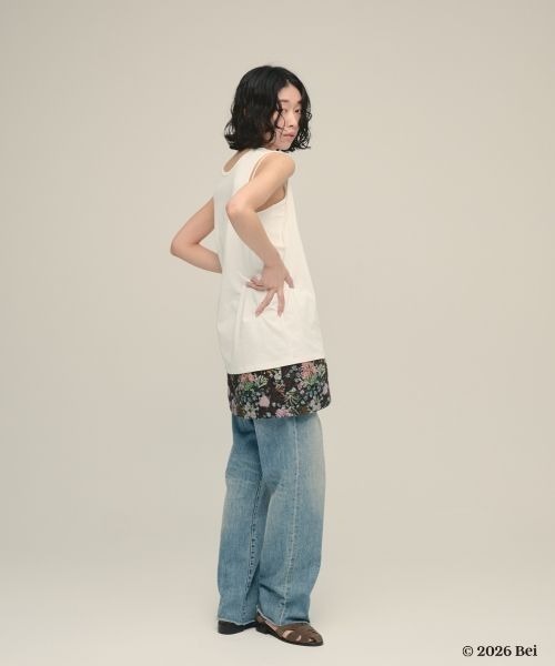 eL(エル)の「【Bei×eL】Sleeve Less TEE/1067042(Tシャツ/カットソー・レディース・ブルー/ホワイト・FREE)」の4枚目の写真