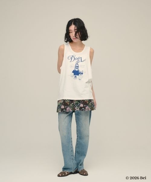 eL(エル)の「【Bei×eL】Sleeve Less TEE/1067042(Tシャツ/カットソー・レディース・ブルー/ホワイト・FREE)」の3枚目の写真