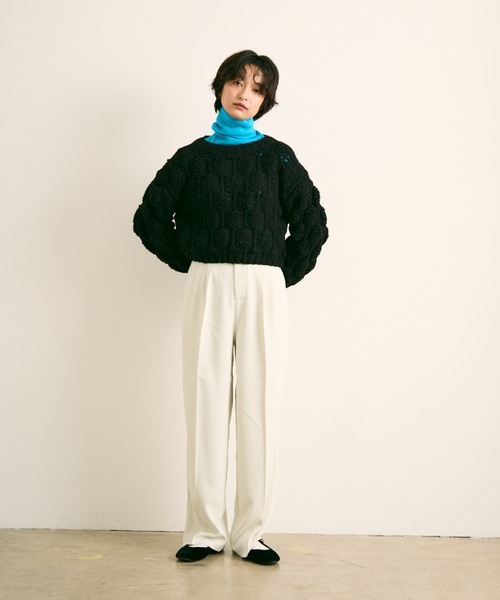uchi.(ウチ)の「ケーブル編みニットプルオーバー(Tシャツ/カットソー・レディース・ブラック/グレー・FREE)」の11枚目の写真