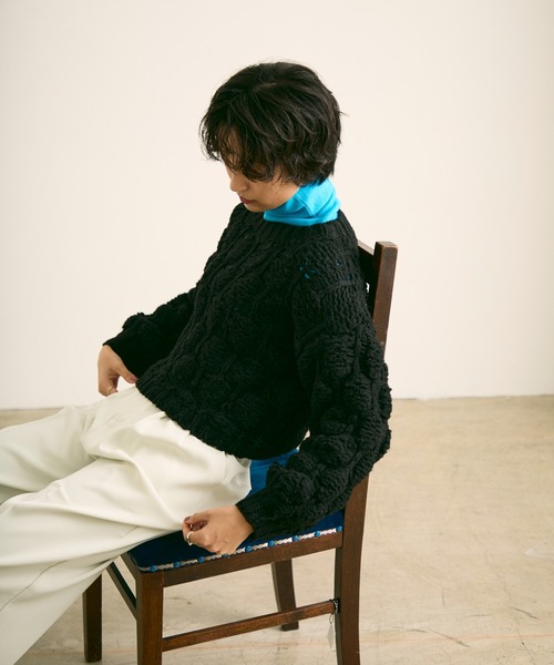 uchi.(ウチ)の「ケーブル編みニットプルオーバー(Tシャツ/カットソー・レディース・ブラック/グレー・FREE)」の14枚目の写真