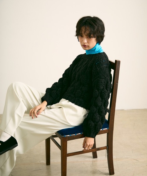 uchi.(ウチ)の「ケーブル編みニットプルオーバー(Tシャツ/カットソー・レディース・ブラック/グレー・FREE)」の16枚目の写真