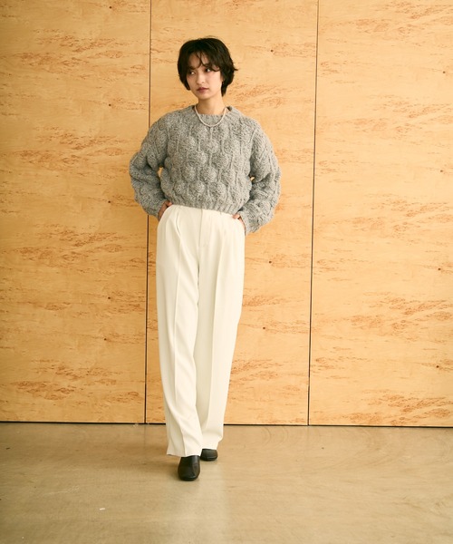 uchi.(ウチ)の「ケーブル編みニットプルオーバー(Tシャツ/カットソー・レディース・ブラック/グレー・FREE)」の19枚目の写真